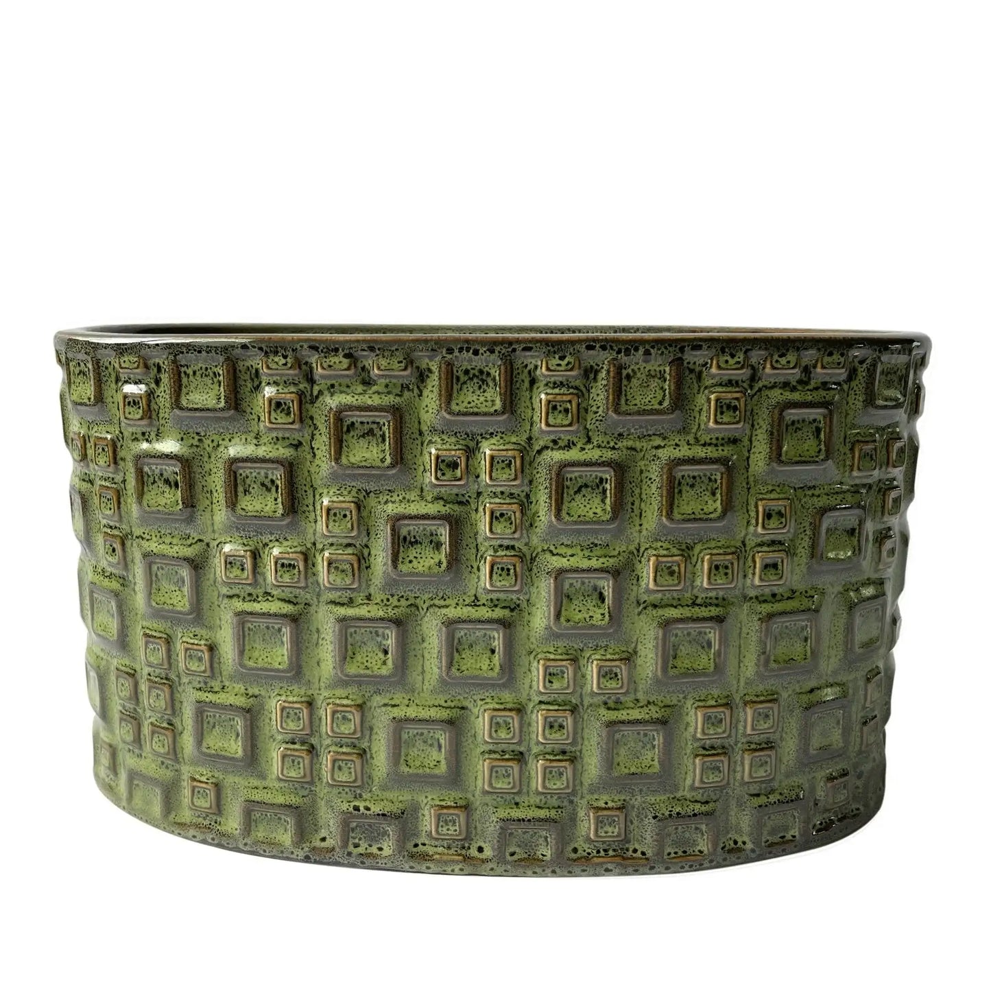 Hortus Olive Green Evora Pot (14cm H x 26cm L x 12cm W)