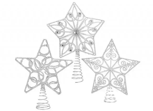 Silver Luxury Glitter Tree Topper (Assorted)