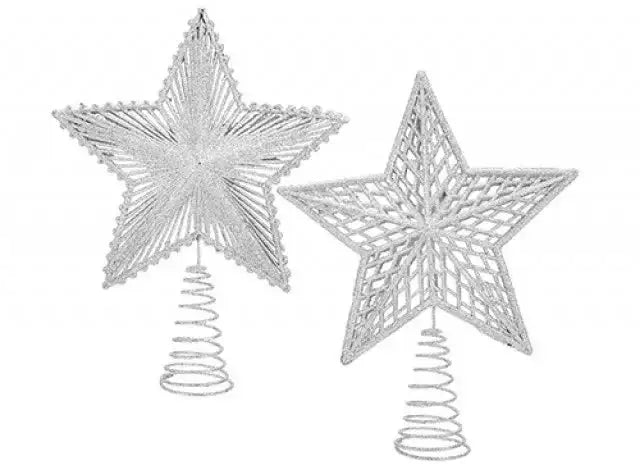 Silver Large Star Tree Topper (Assorted)