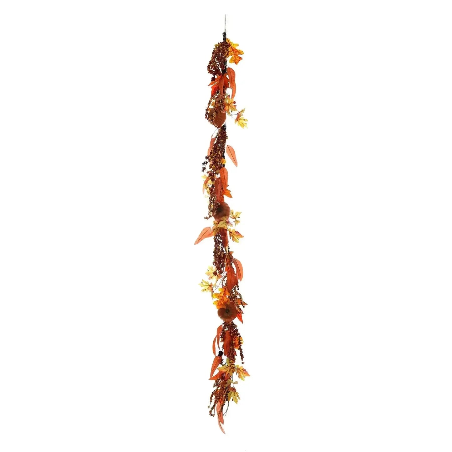 Autumn Rattan Garland Pumpkins & Berries - Orange (180cm) - Bristow Direct