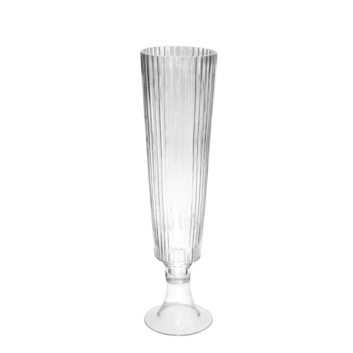 Clear Tall Ribbed Fluted Glass Vase (56cm)