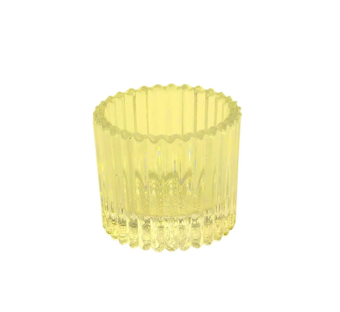 Yellow Ribbed Glass Tealight Holder (4.5cm)