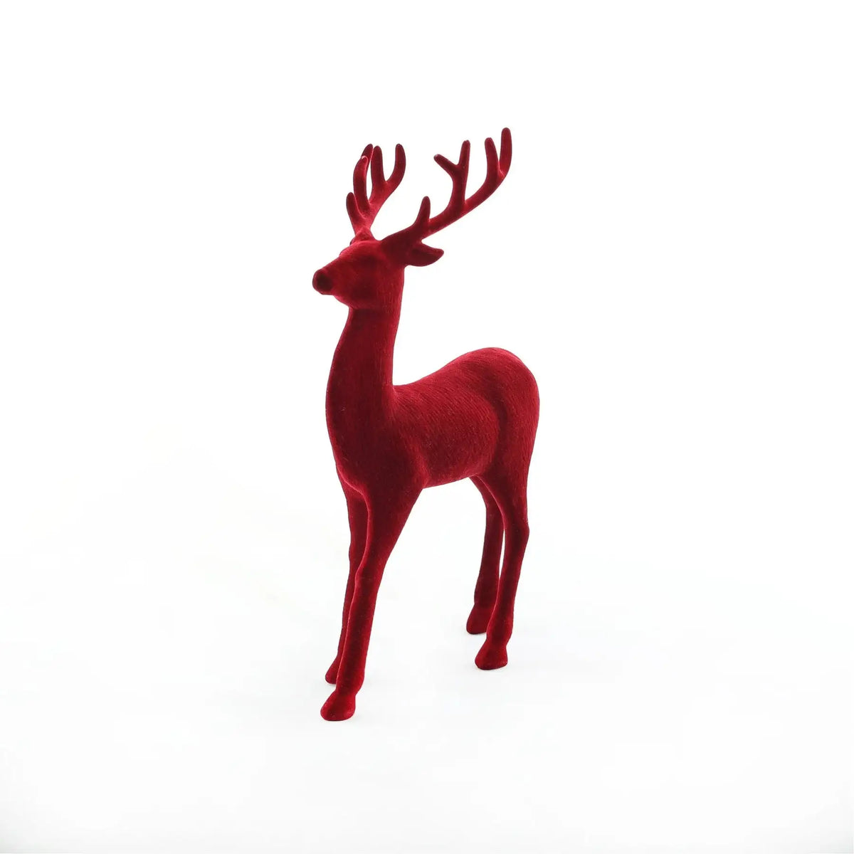 Flocked Reindeer- Burgundy (32cm)