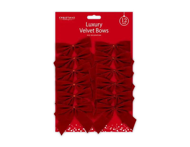 Red Velvet Christmas Bows (12 Pack)