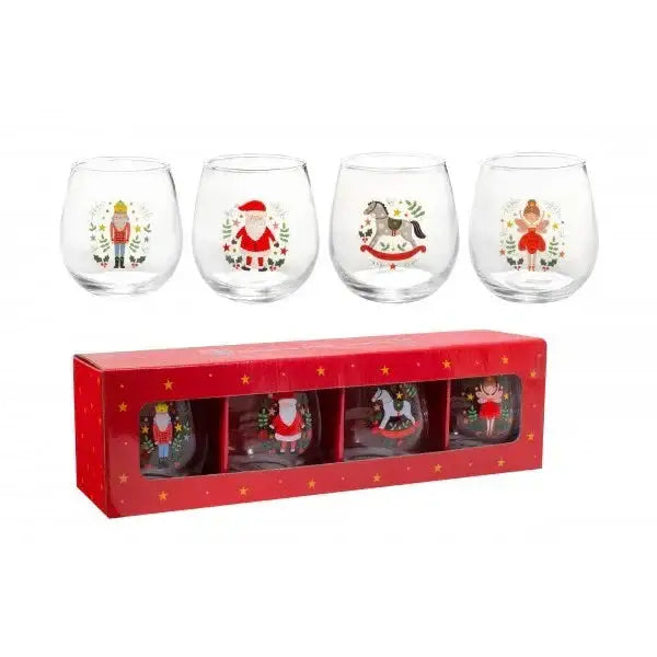 Pack of 4 Santa and The Nutcracker Drinking Glasses