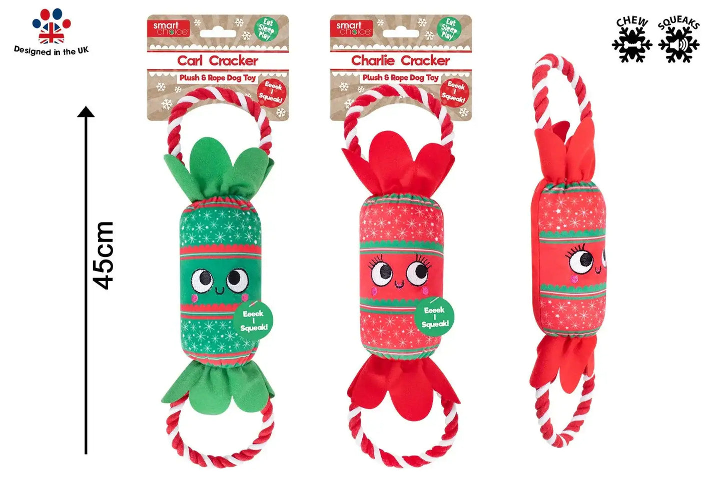 Assorted Squeaky Plush and Rope Cracker Dog Toy