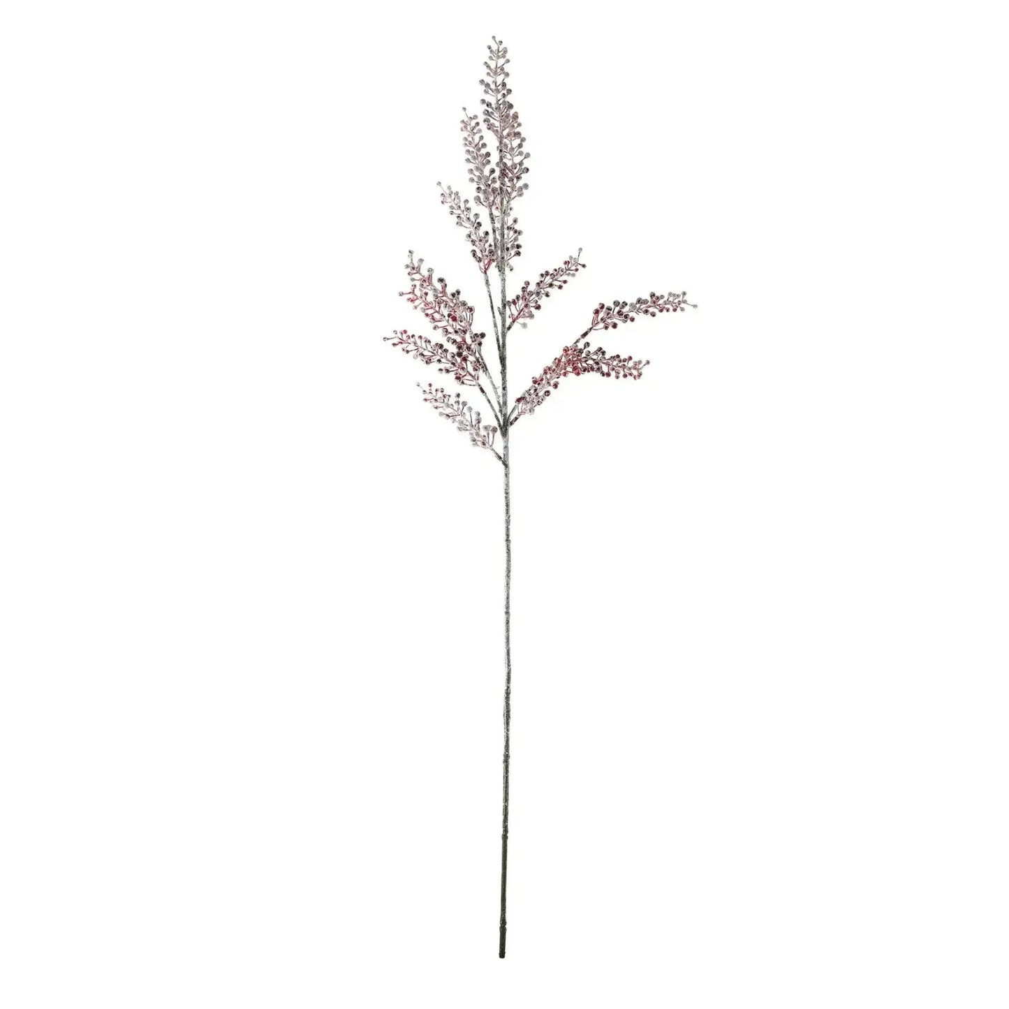 Glittered artificial pink berry spray stem for home decor arrangements