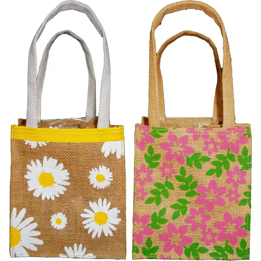 Colourful Daisy and Posy Jute Plant Bags (8 Bags)