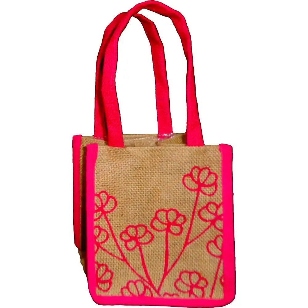 Jute Plant Bag - Floral Art Pink