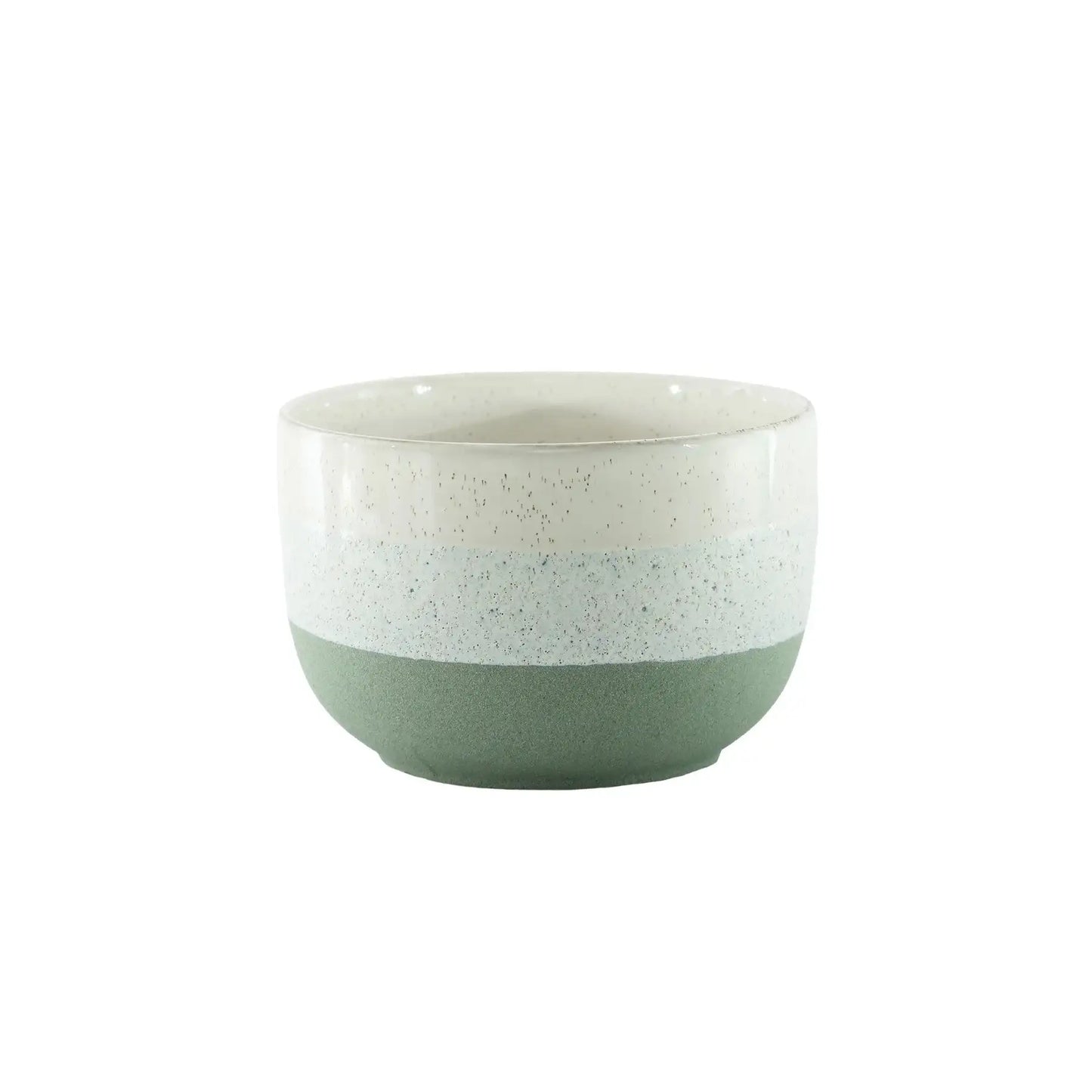 Hortus Green and White Stoneware Pot (14cm H x 21cm Dia)