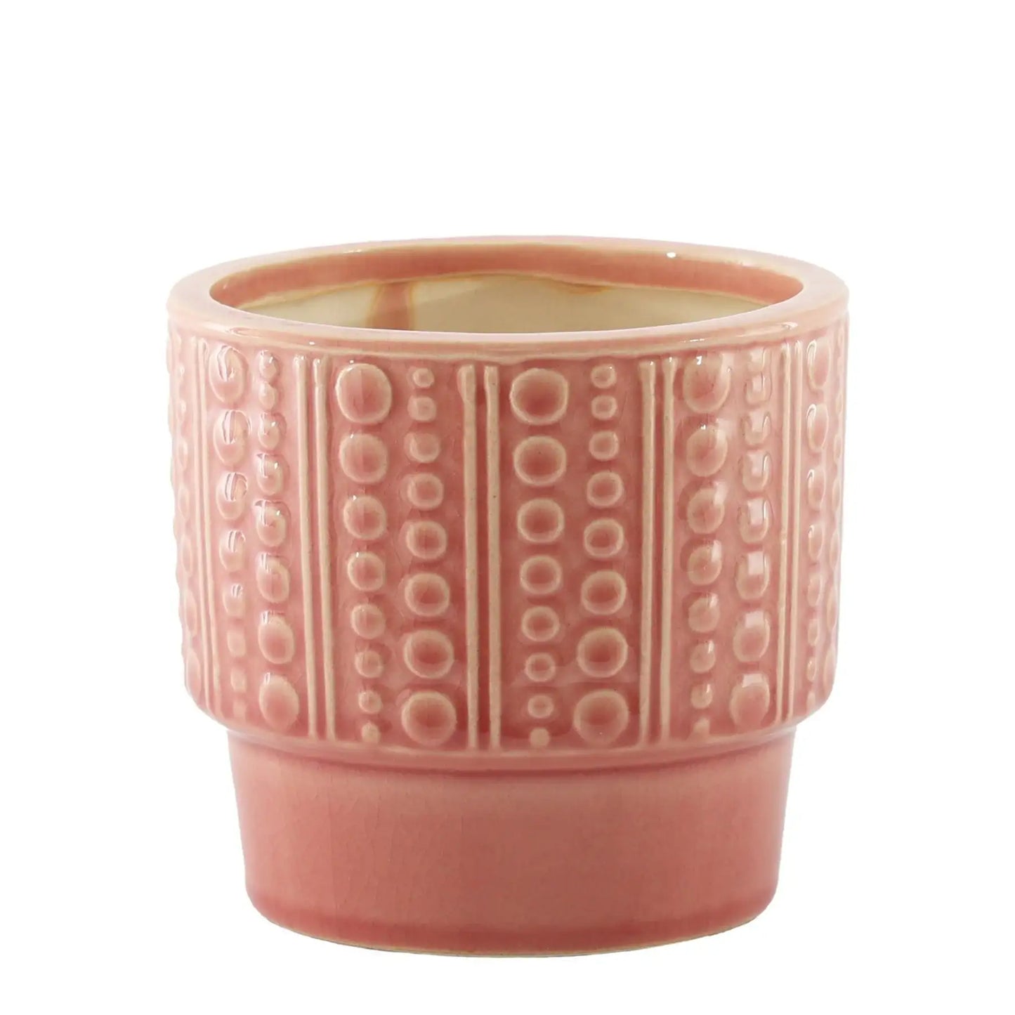 Hortus Salmon Pink Warwick Dimple Pot (21.5cm H x 22cm Dia)