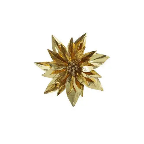 Metallic Clip Poinsettia - Gold - 20cm
