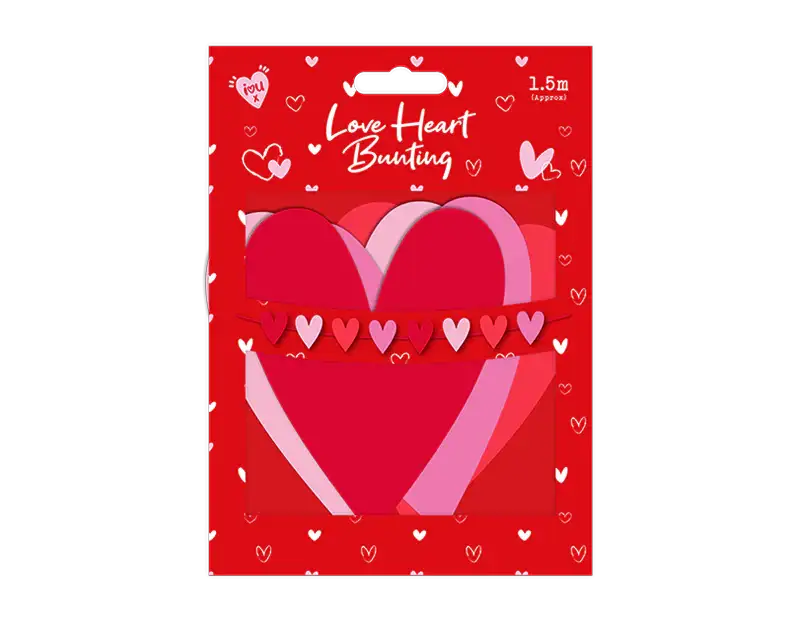 Valentines Love Heart Bunting (1.5m)