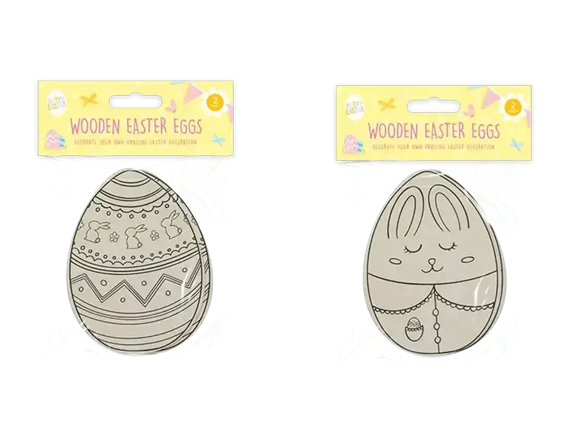 Pack of 2 Wooden Hanging Easter Eggs