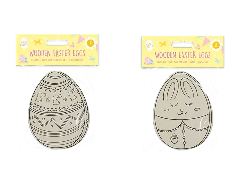 Pack of 2 Wooden Hanging Easter Eggs