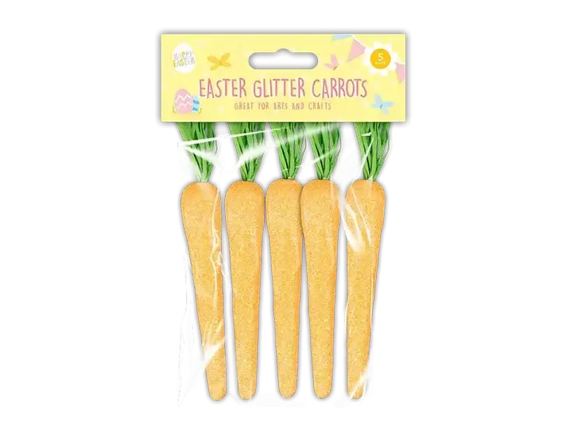 Pack of 5 Easter Glitter Carrots