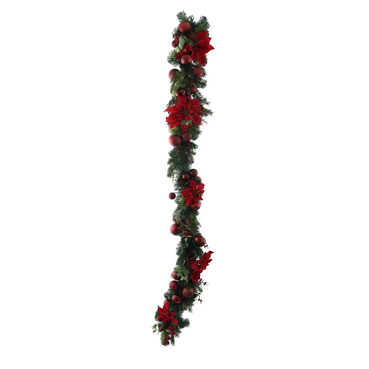 Poinsettia and Pine Garland (180cm)