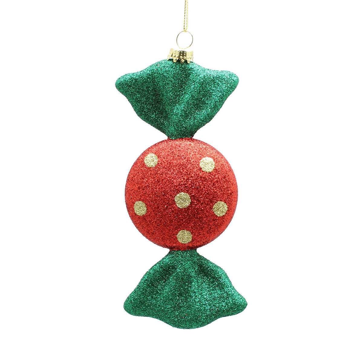 Discover the Red Green Glitter Dotty Candy Sweet Hanging Ornament (15cm) at Bristow Direct