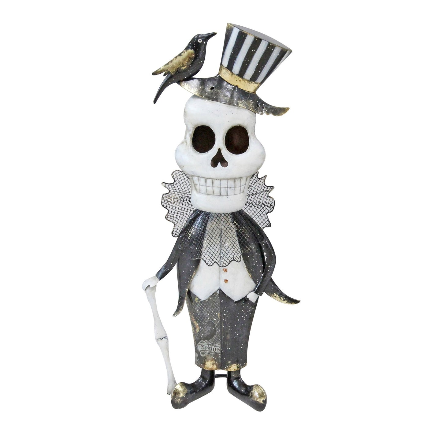 Halloween Metal Skeleton with Crow (56cm)