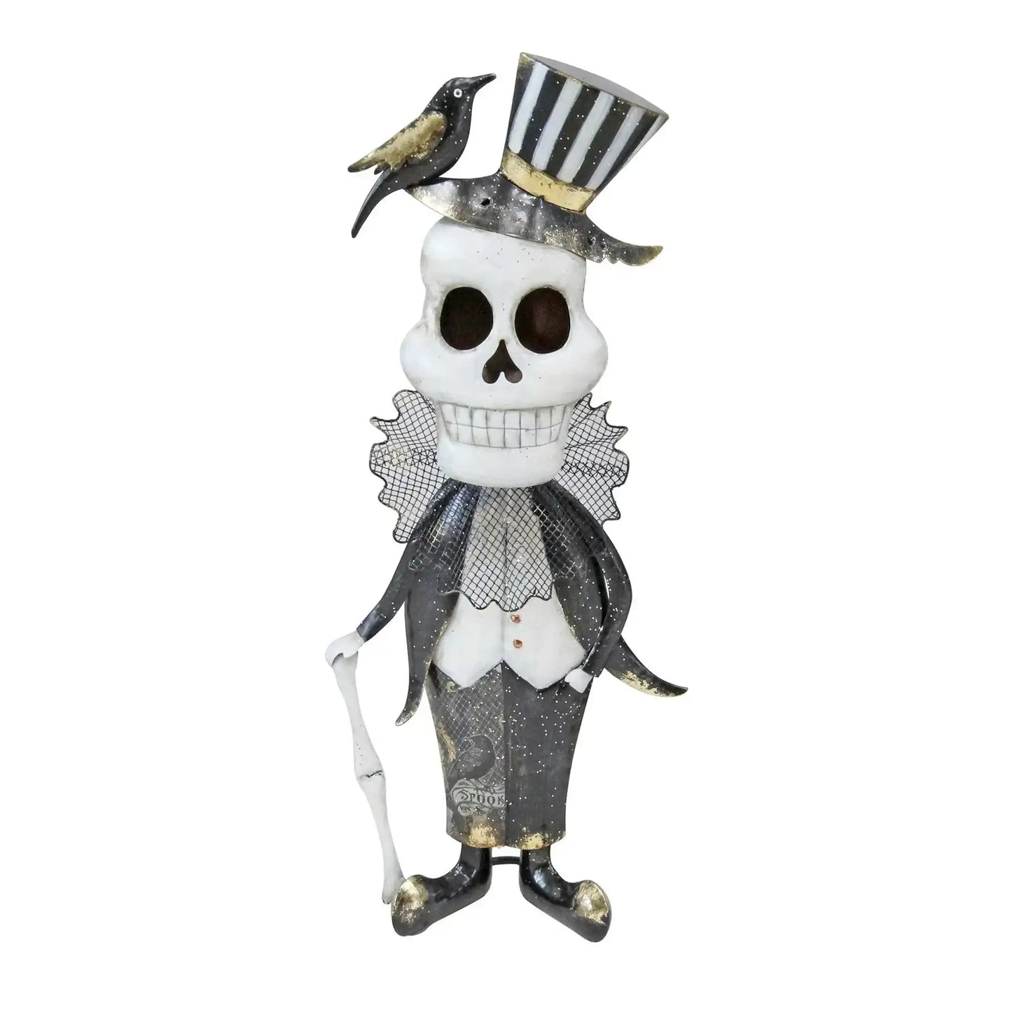 Halloween Metal Skeleton with Crow (56cm)