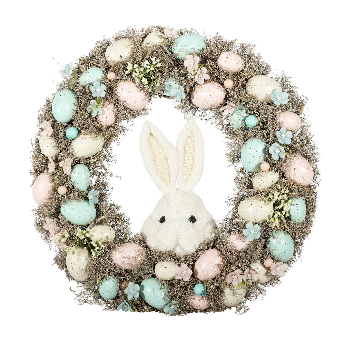 Discover the Easter Wreath with Pastel Eggs White Rabbit (43cm) at Bristow Direct