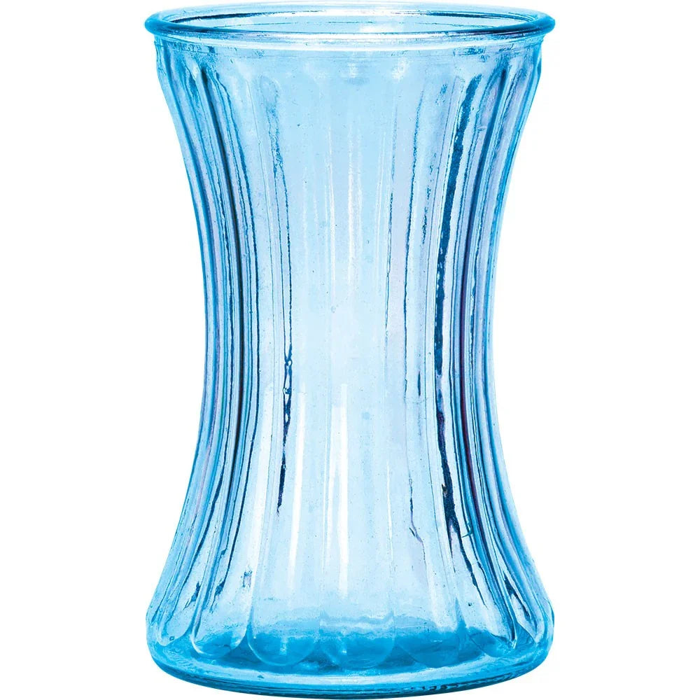 Pale Blue Hour Glass Pencil Pleat Vase