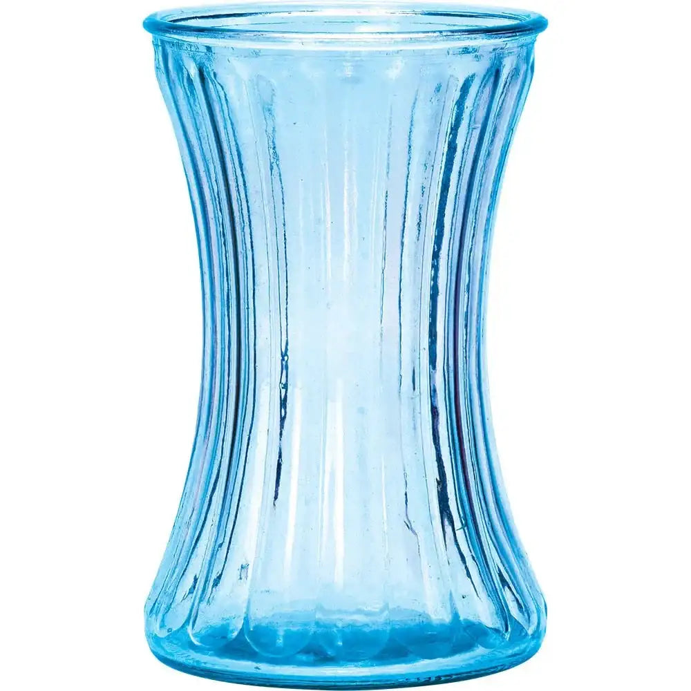 Pale Blue Hour Glass Pencil Pleat Vase