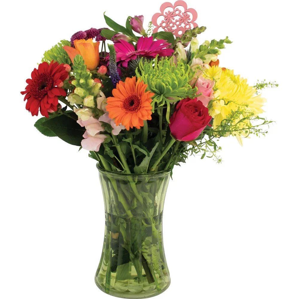 Green Hour Glass Pencil Pleat Vase