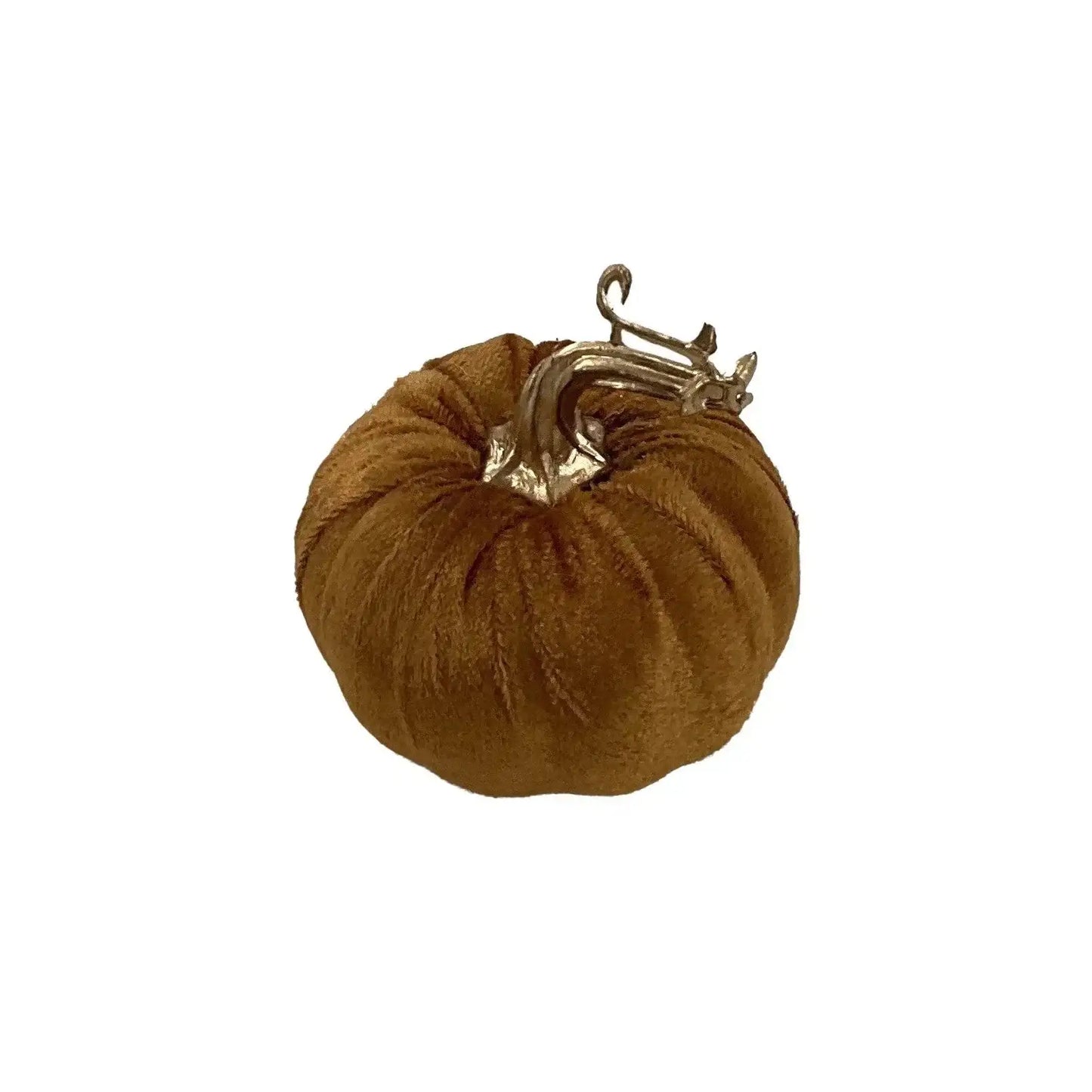 Velvet pumpkin decor with gold stem, perfect for fall home decoration or gifts