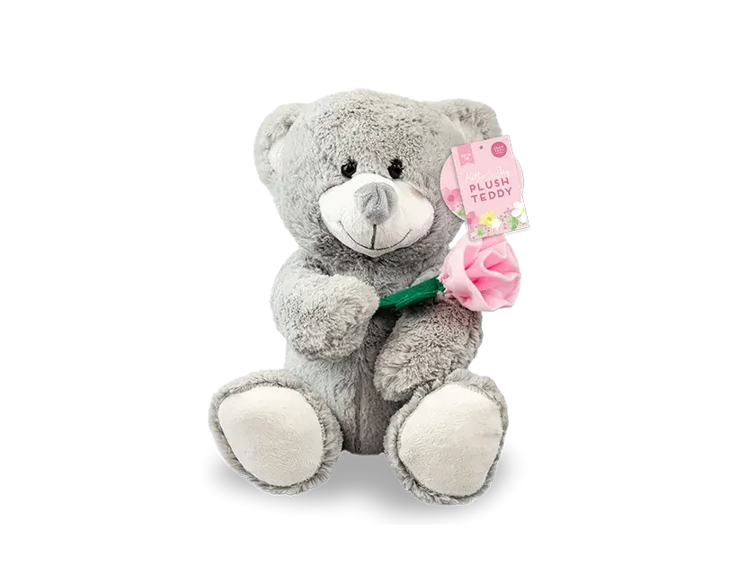 Mothers Day Plush Teddy Bear with Rose
