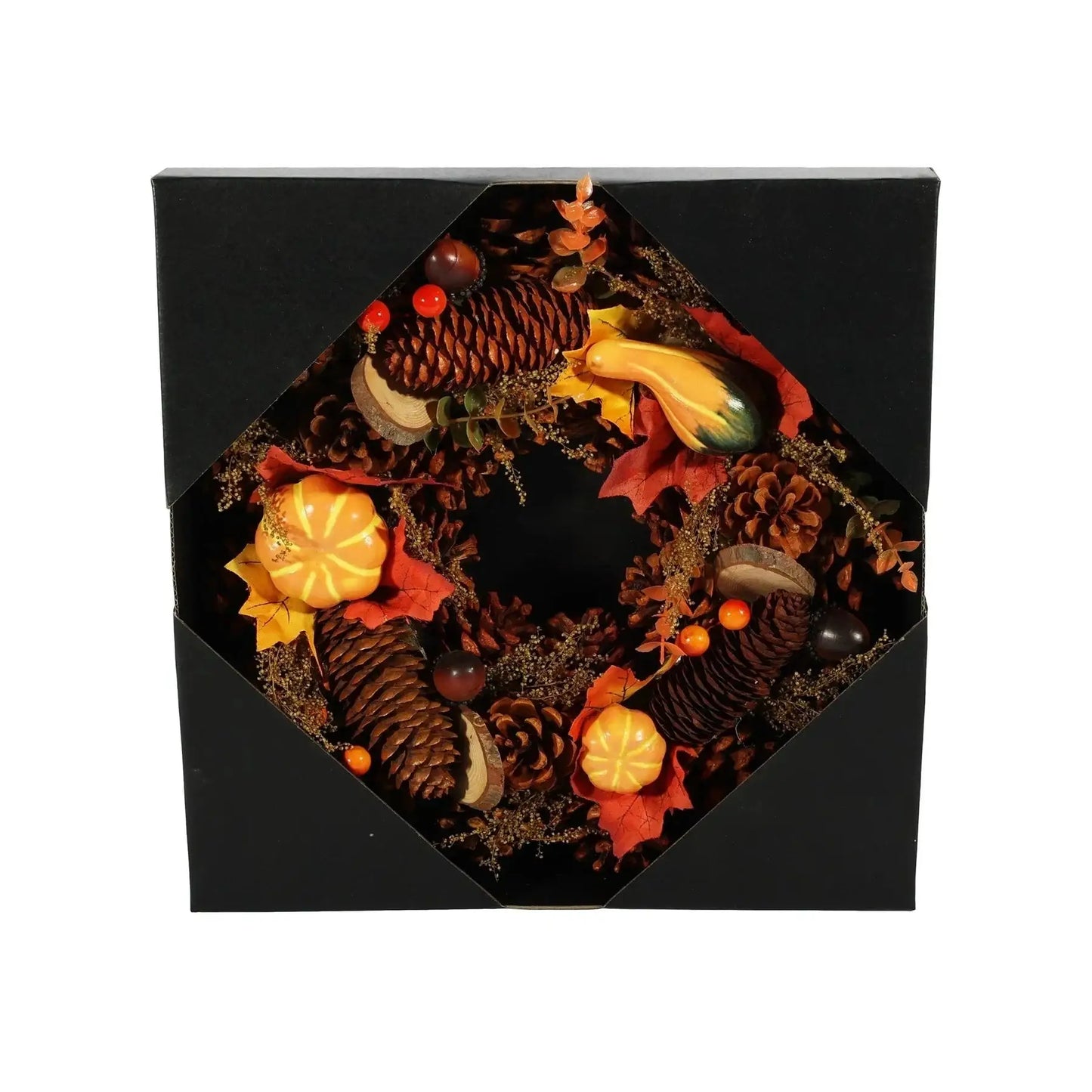 Autumn Wreath with Pumpkins and Wood Slices (30cm)
