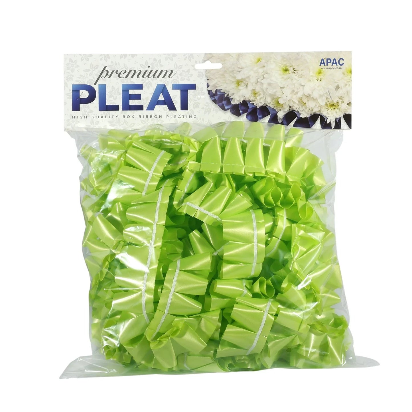 Premium Lime Green Pleat Ribbon (50mm x 30m)