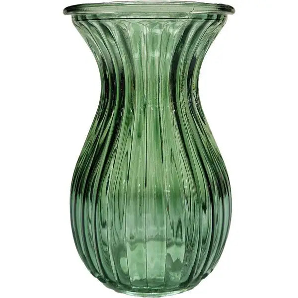 Green Harper Fluted and Flared Glass Vase (14cm)