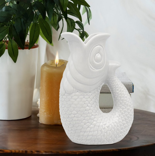 White Fish Jug Vase