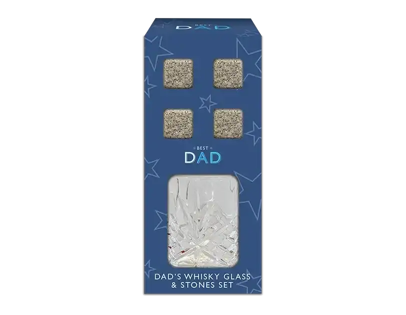 Fathers Day Whiskey Glass and Stones Set