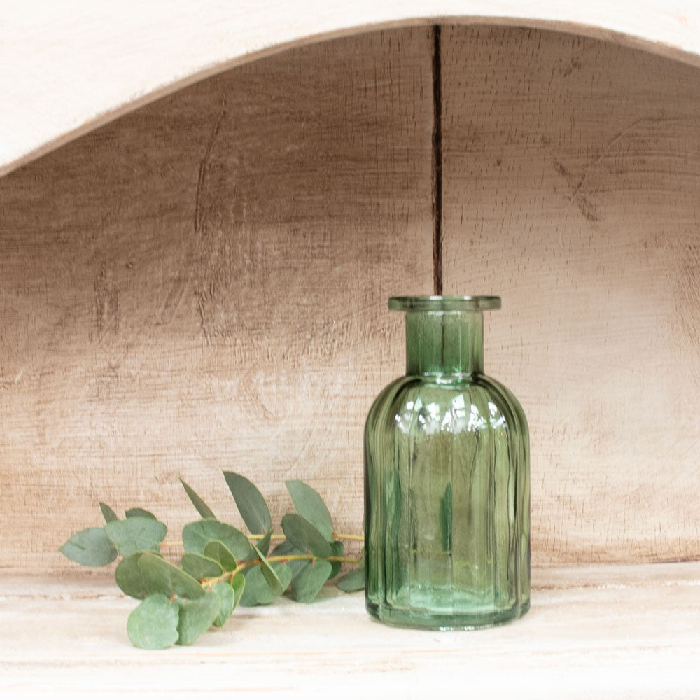 Green Flora Bottle Glass Vase (10.5cm)