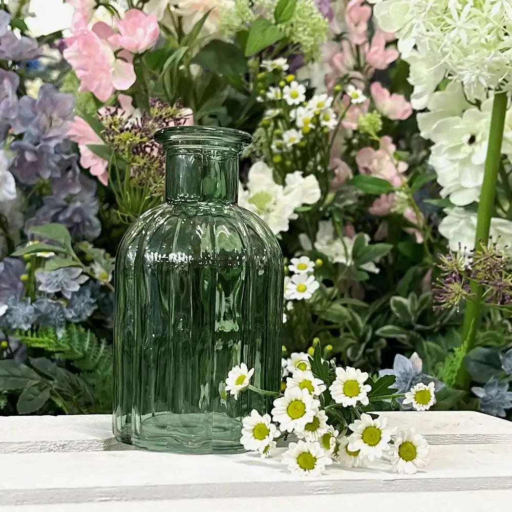 Green Flora Bottle Glass Vase (13.7cm)