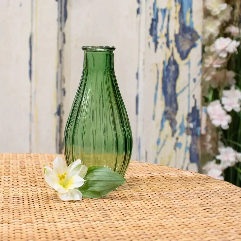 Green Vintage Fluted Bud Vase (14cm)