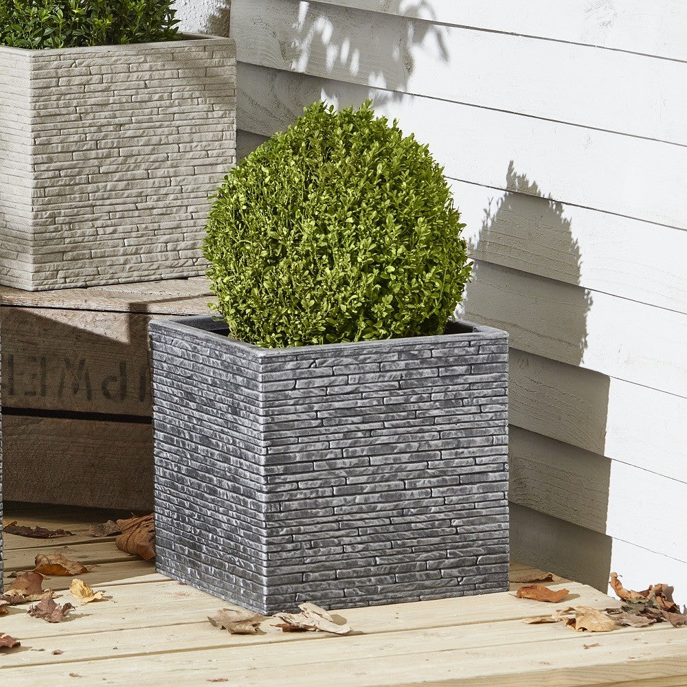 Discover the Pewter Square Slate Effect Planter (30cm) at Bristow Direct