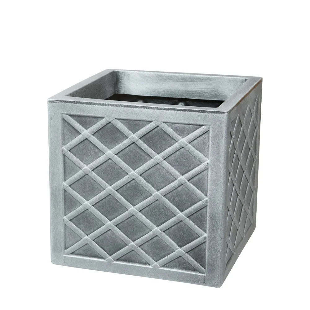 Pewter Square Lazio Planter (30cm)
