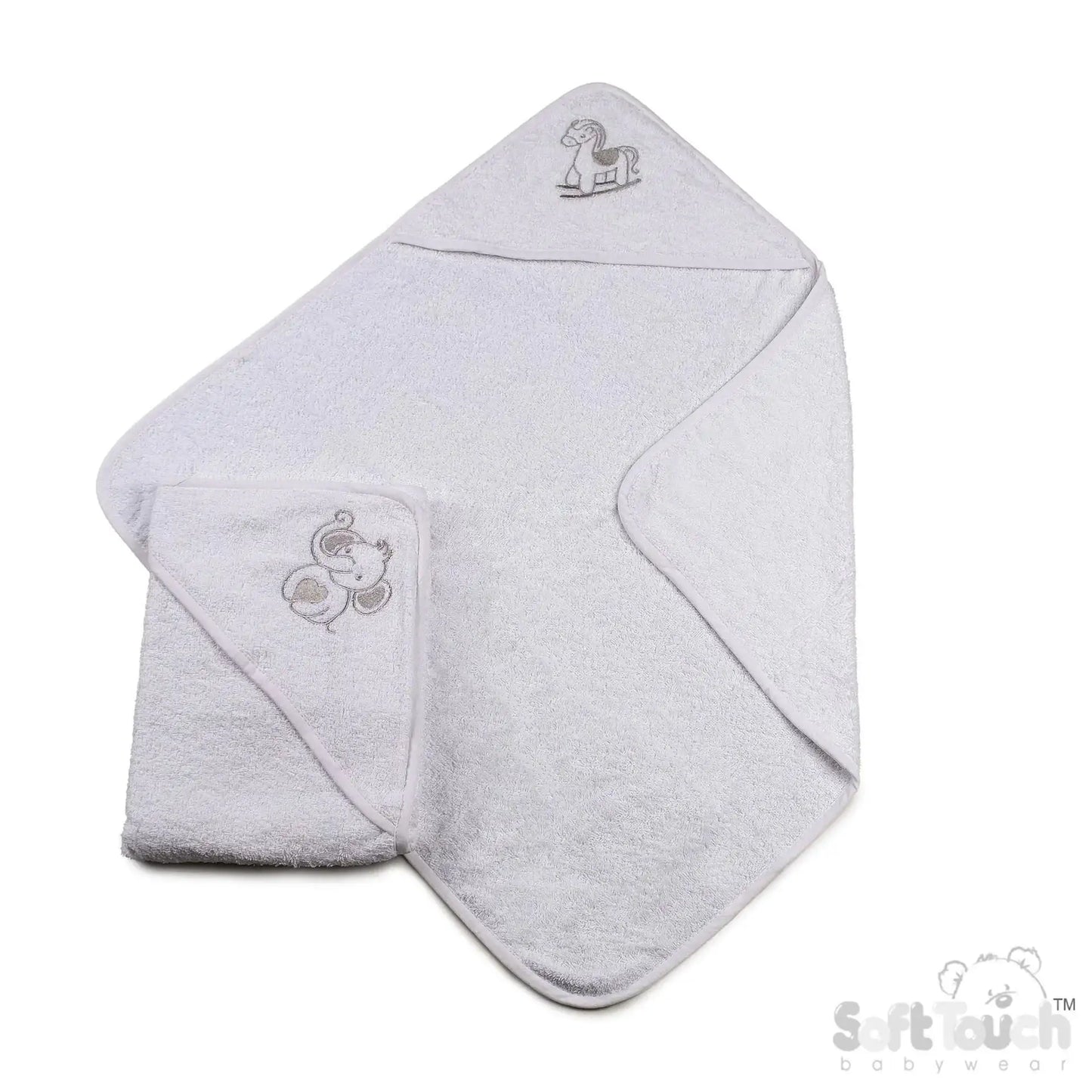 Baby White Embroidered Hooded Robe