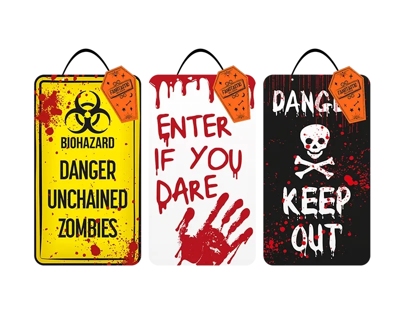 Halloween Warning Plaque (Assorted)