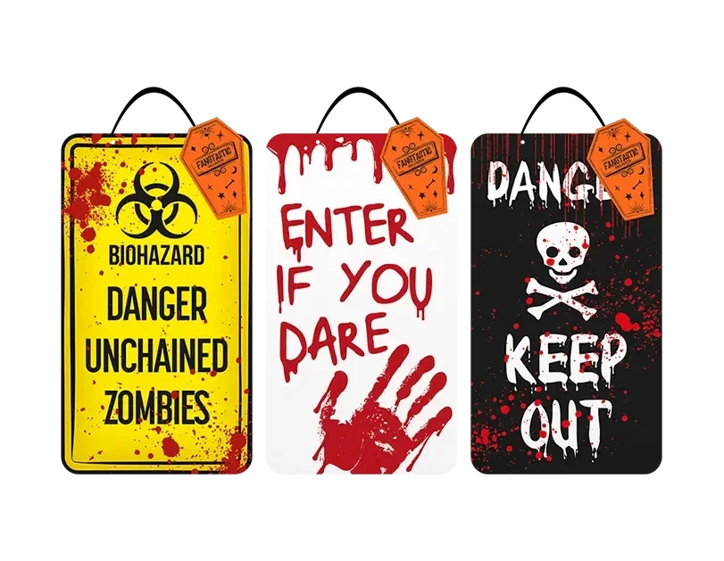 Halloween Warning Plaque (Assorted)