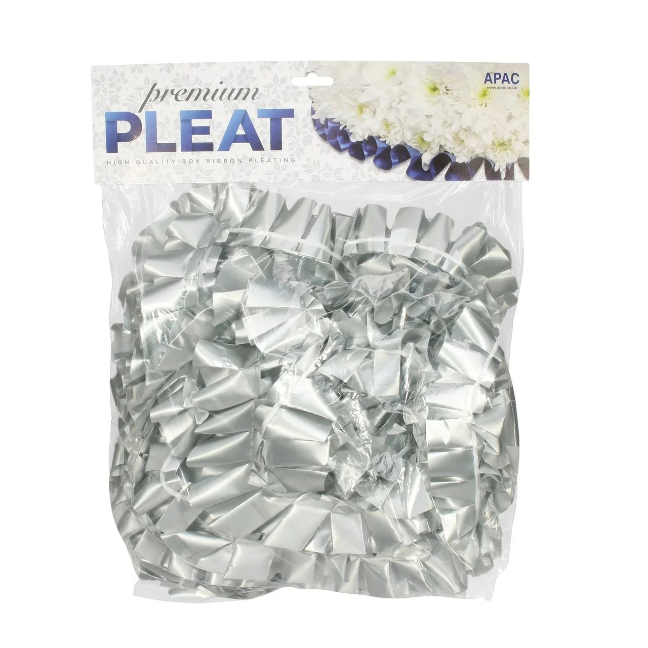 Premium Silver Pleat Ribbon (50mm x 30m)