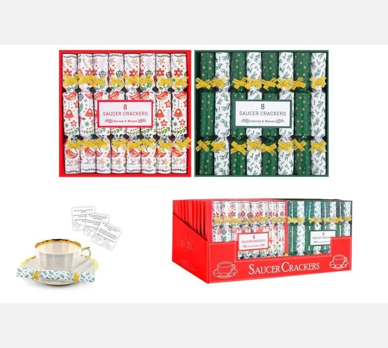 8 Scandi & Green Saucer Crackers (4.5inch)