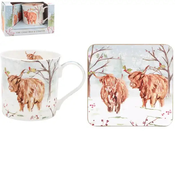 Highland Cow Mug and Coaster