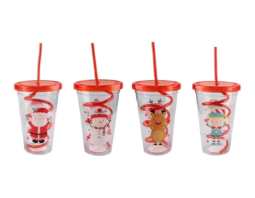 Christmas Cup With Twist Straw