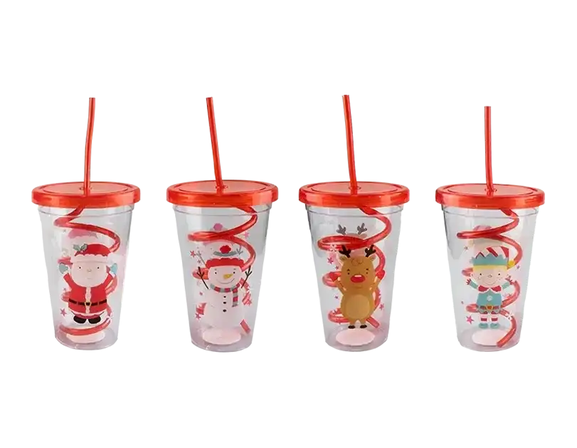 Christmas Cup With Twist Straw