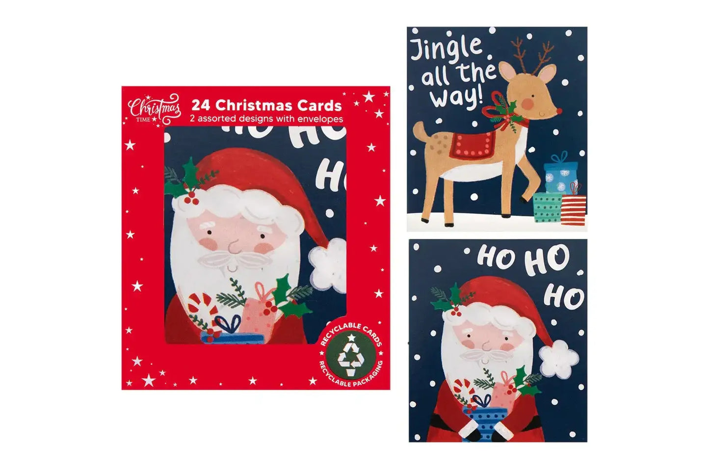 Santa and Reindeer Mini Cards (Pack of 24)