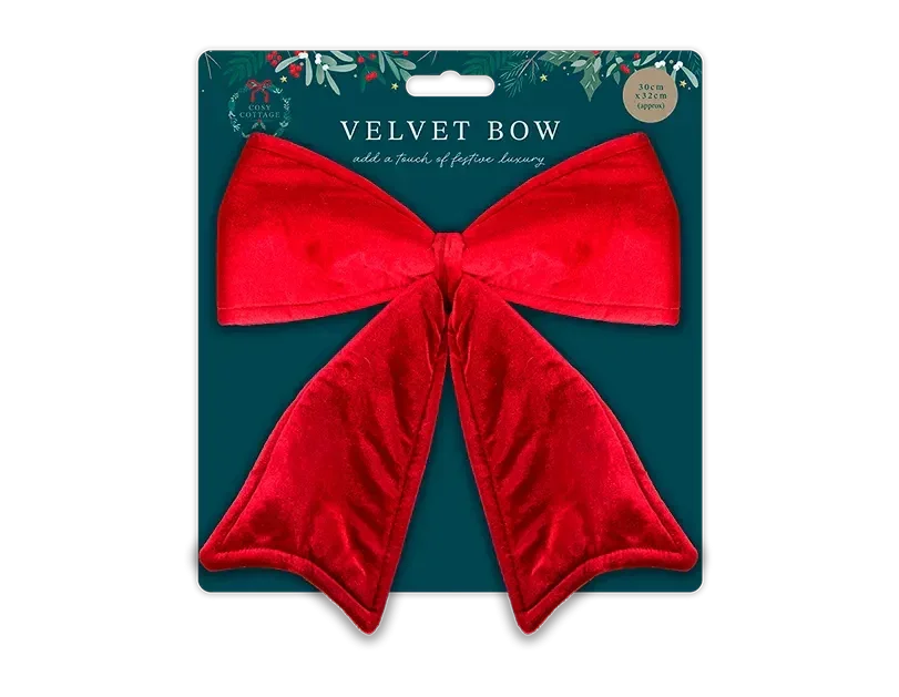 Red Velvet Bow Decoration (32cm)